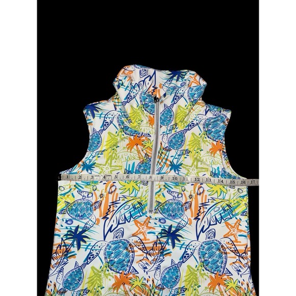 Lulu B Dress All Over Print Turtles Vibrant Beachy Sz XS Zip Mock Neck Vacation - Picture 6 of 8